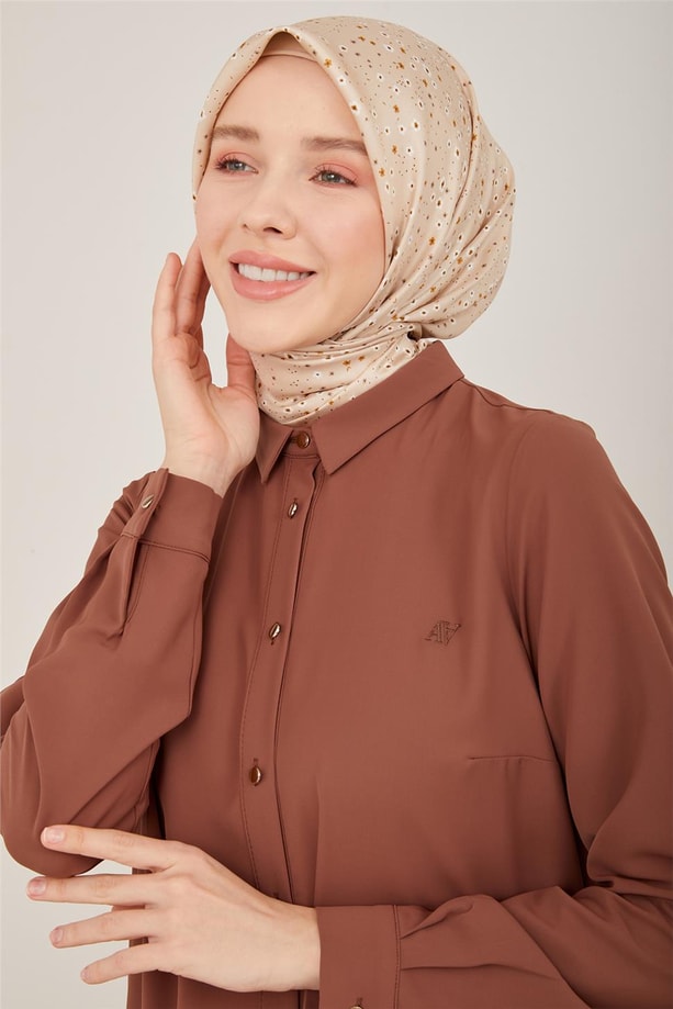 Armine Uzun Kollu Armine Logolu Tunik 21KH411 Bronz