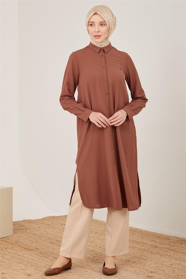 Armine Uzun Kollu Armine Logolu Tunik 21KH411 Bronz