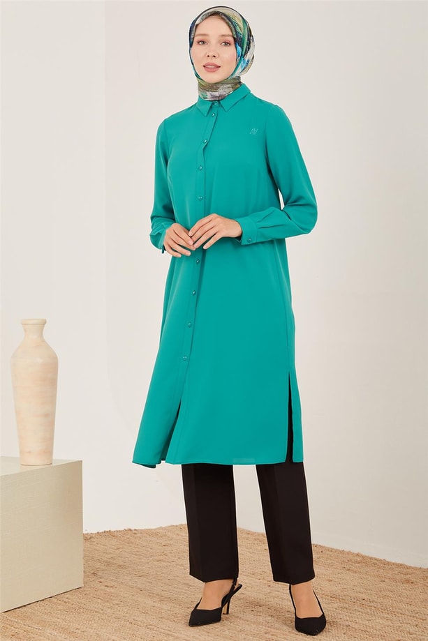 Armine Uzun Kollu Armine Logolu Tunik 21KH411 Deniz Yeşili