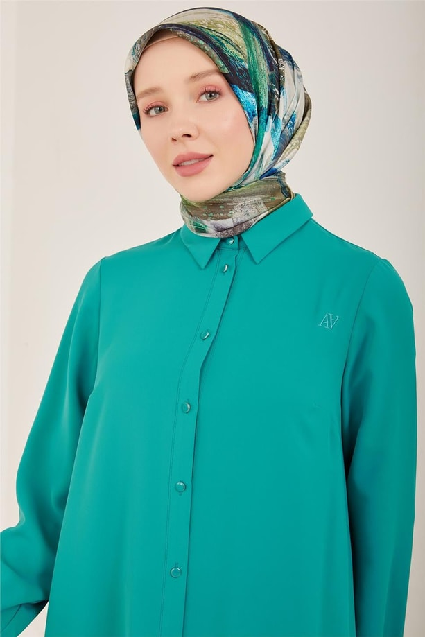 Armine Uzun Kollu Armine Logolu Tunik 21KH411 Deniz Yeşili