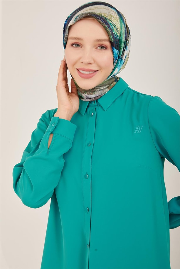 Armine Uzun Kollu Armine Logolu Tunik 21KH411 Deniz Yeşili