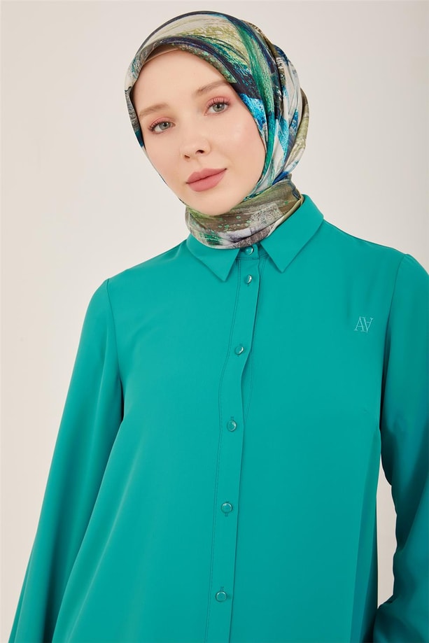 Armine Uzun Kollu Armine Logolu Tunik 21KH411 Deniz Yeşili