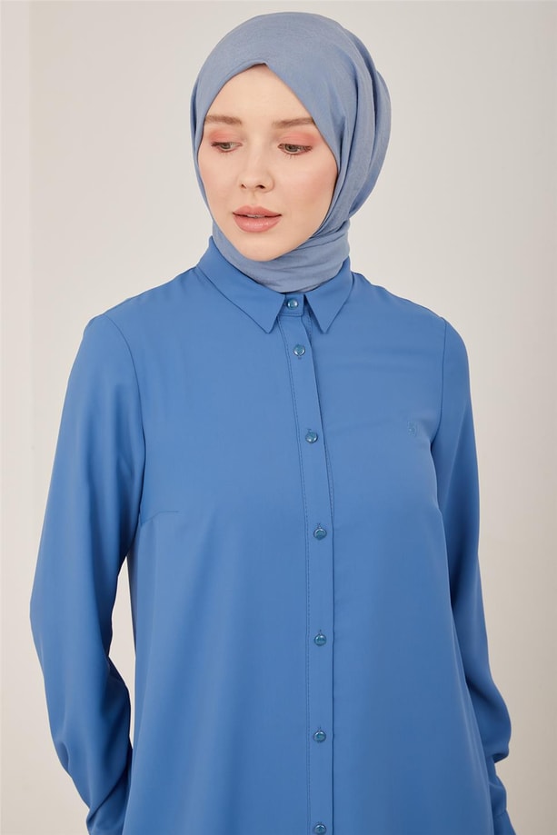 Armine Uzun Kollu Armine Logolu Tunik 21KH411 Marine