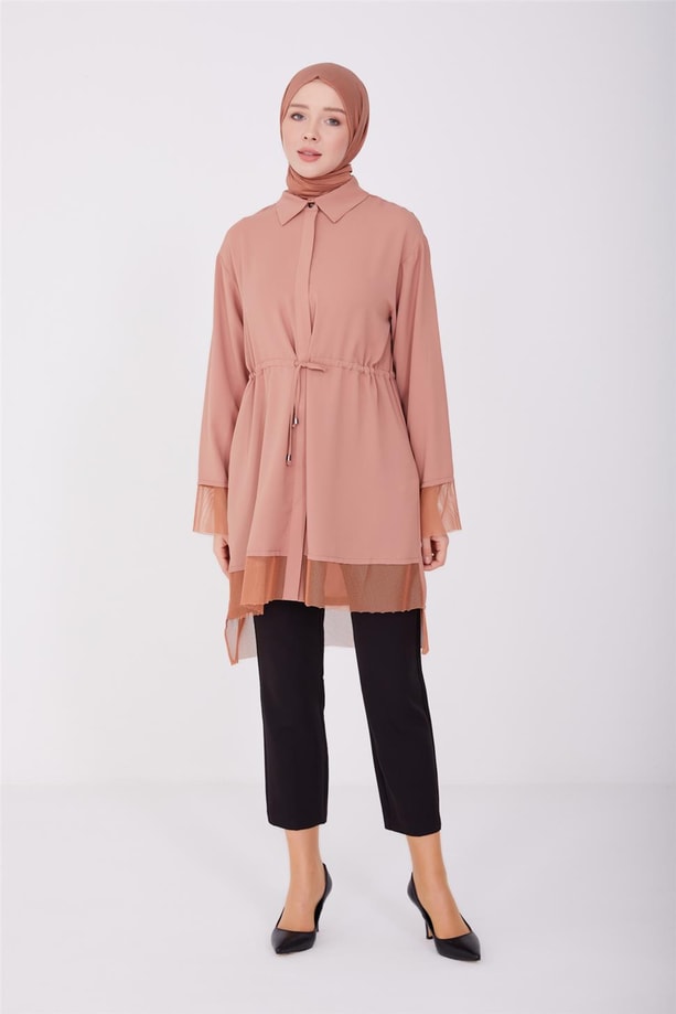 Armine File Detaylı Tunik 23Y4408 Tozlu Pembe