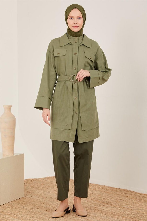 Armine İkili Giyilmiş Gibi Görünen Tunik 23Y4426 Haki