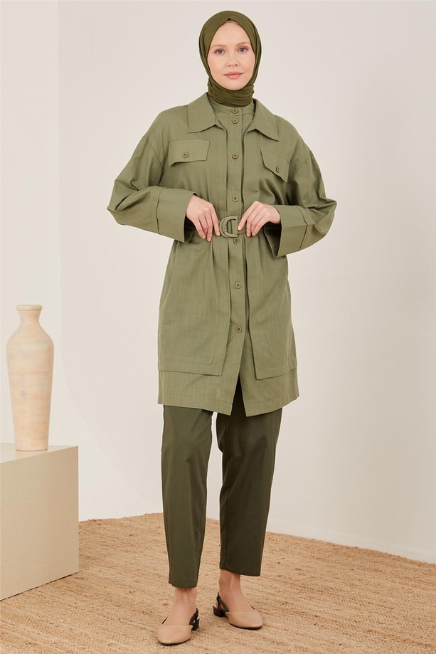 Armine İkili Giyilmiş Gibi Görünen Tunik 23Y4426 Haki