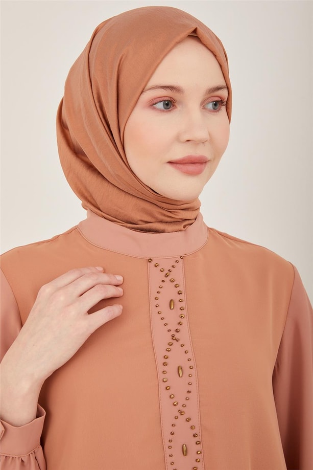 Armine Boncuklu Ve Şifonlu Tunik 23Y4429 Gül