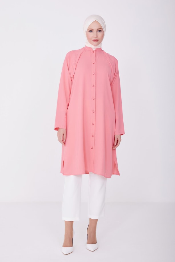 Armine Omuzları Drapeli Tunik 23Y4431 Şeker Pembe