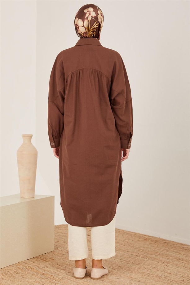 Armine Naturel Kumaştan Tunik 23Y4432 Bitter