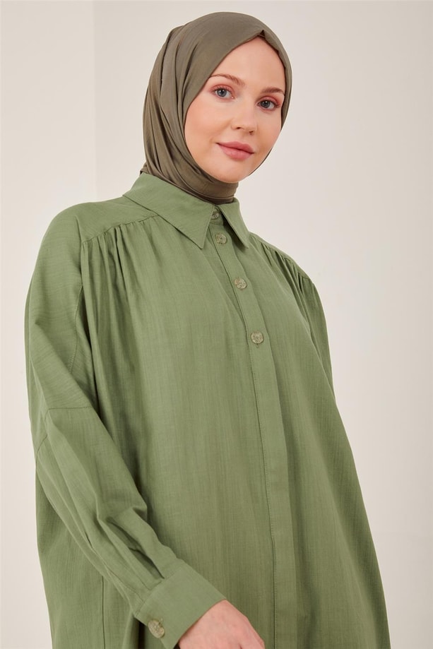 Armine Naturel Kumaştan Tunik 23Y4432 Haki
