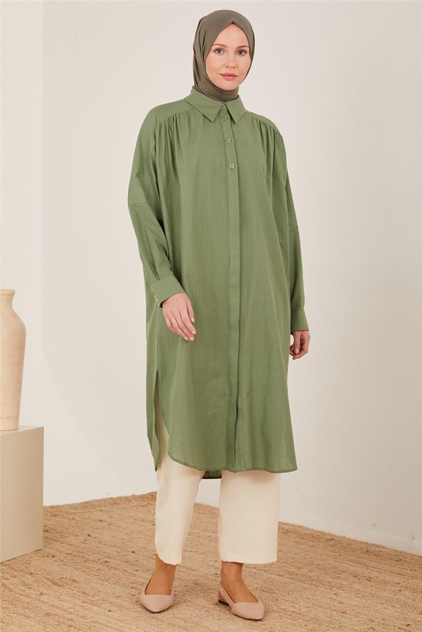 Armine Naturel Kumaştan Tunik 23Y4432 Haki