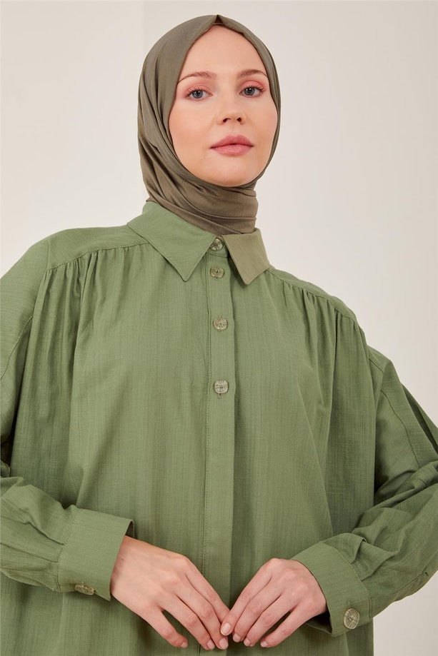 Armine Naturel Kumaştan Tunik 23Y4432 Haki