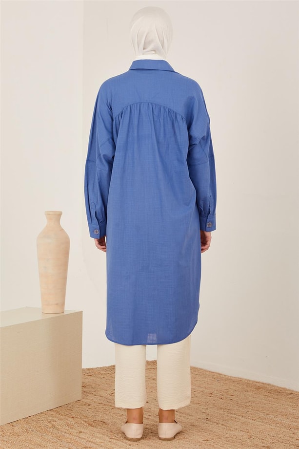 Armine Naturel Kumaştan Tunik 23Y4432 Morcivert