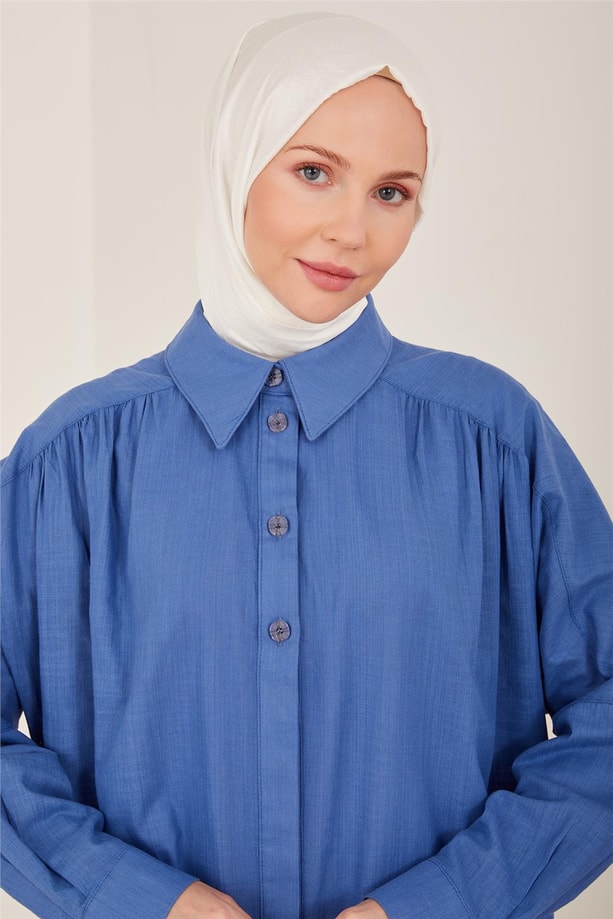Armine Naturel Kumaştan Tunik 23Y4432 Morcivert