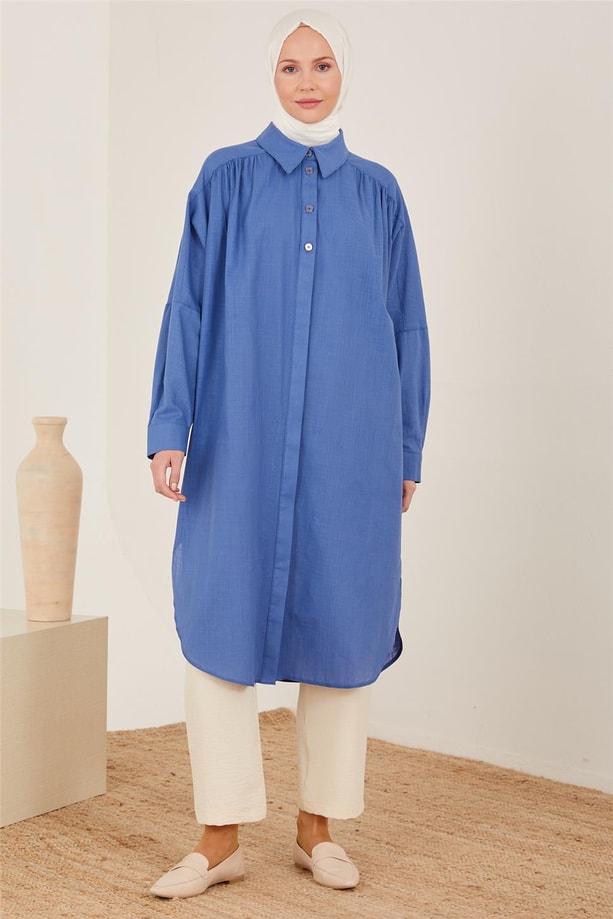 Armine Naturel Kumaştan Tunik 23Y4432 Morcivert