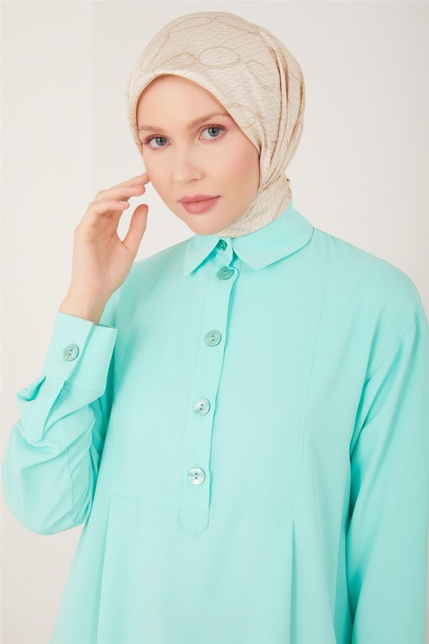 Armine Önü Kırmalı Araboy Tunik 23Y Deniz Köpüğü