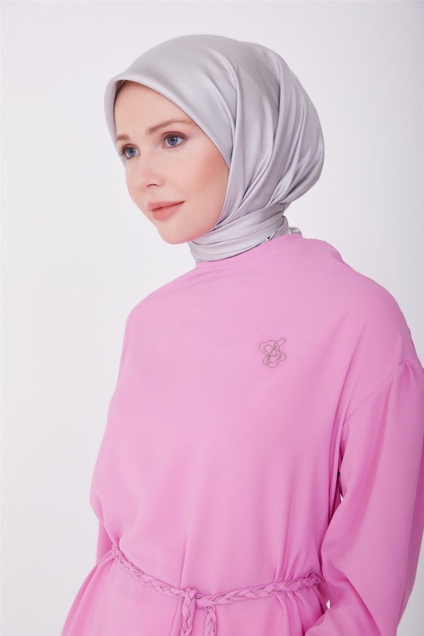 Armine Korgonu Örgü Detaylı Nakışlı Tunik 23Y4437 Pembe
