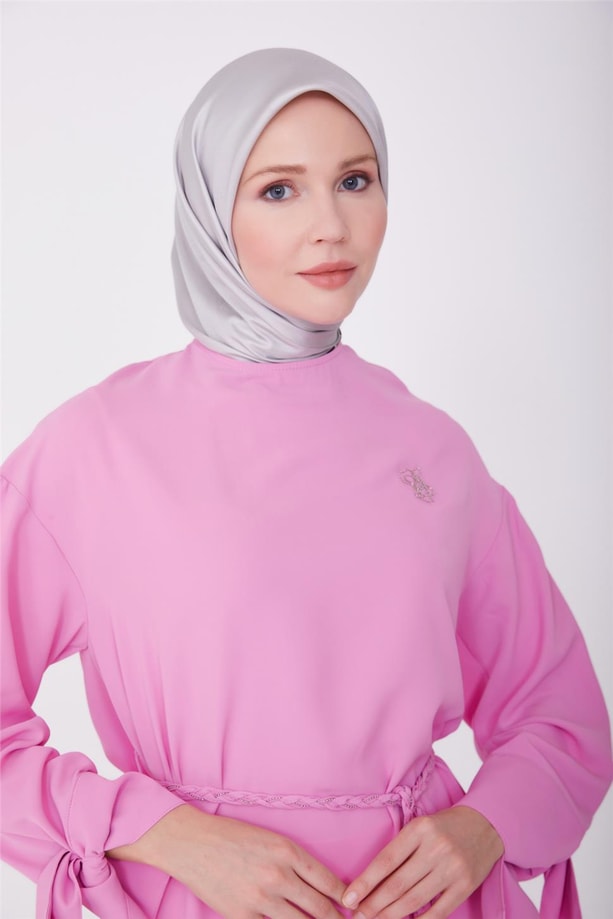 Armine Korgonu Örgü Detaylı Nakışlı Tunik 23Y4437 Pembe