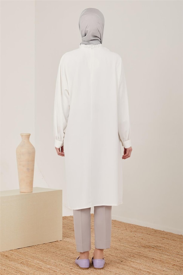 Armine Önü Büzgülü Ve Robalı Tunik 23Y4451 İnci