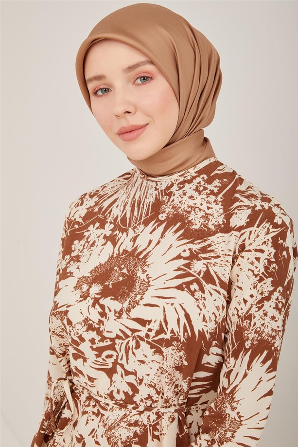 Armine Desenli Belden Bağlamalı Tunik 23Y4461 Kahverengi