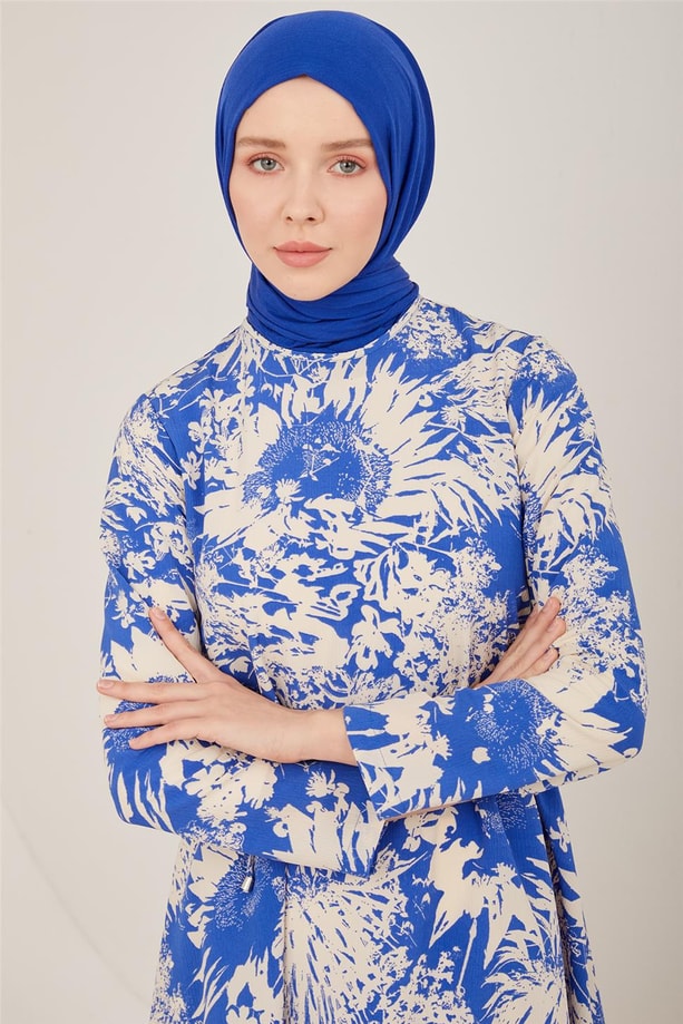 Armine Desenli Belden Bağlamalı Tunik 23Y4461 Mavi
