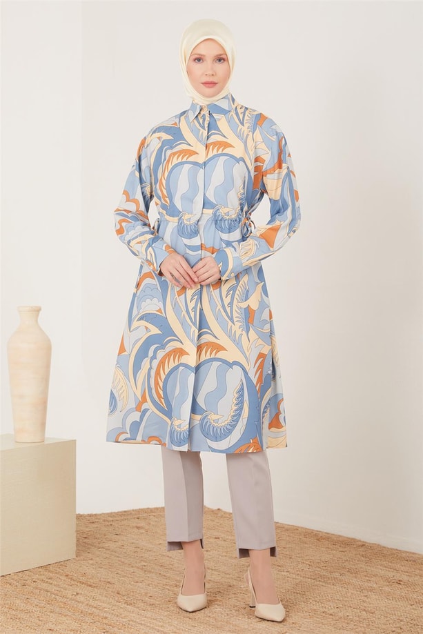 Armine Beli Yandan Tünelli Empirme Tunik 23Y4462 Marine