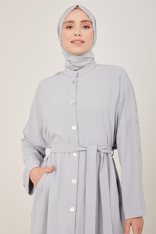 Armine Kolları Ve Patı Sedef Düğmeli Cepli Giy Çık 23Y5105 Gri
