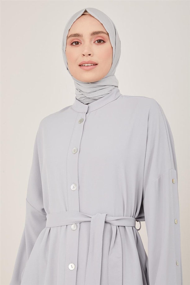 Armine Kolları Ve Patı Sedef Düğmeli Cepli Giy Çık 23Y5105 Gri