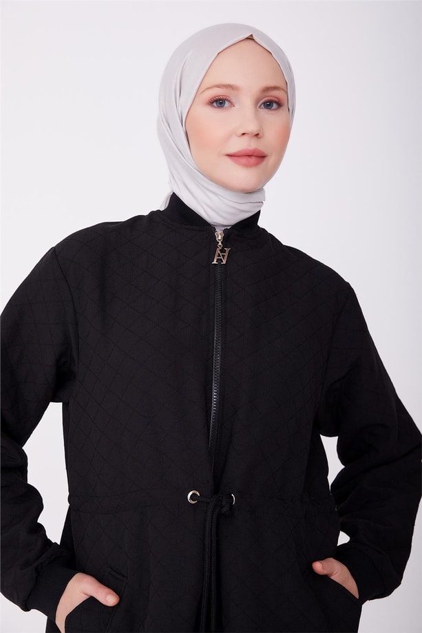 Armine İplik Dolgulu Fermuarlı Çık 23Y5111 Siyah