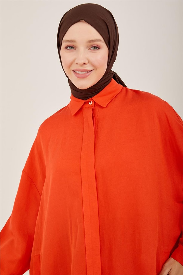 Armine Keten Kolu Pileli Giy Çık 23Y5113 Kırmızı