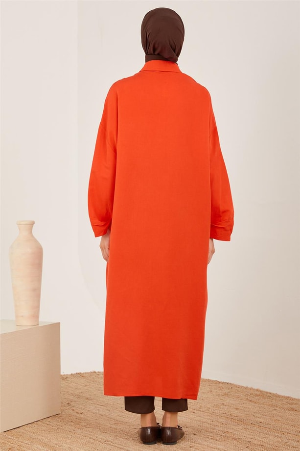 Armine Keten Kolu Pileli Giy Çık 23Y5113 Kırmızı