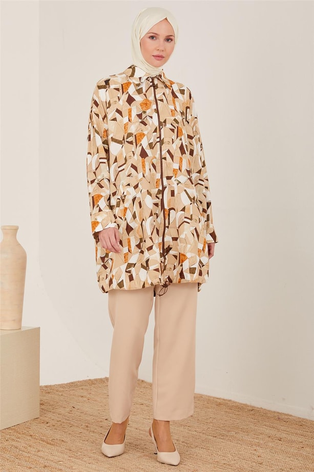 Armine Naturel Dokuma Desenli Ceket 23Y5207 Bej