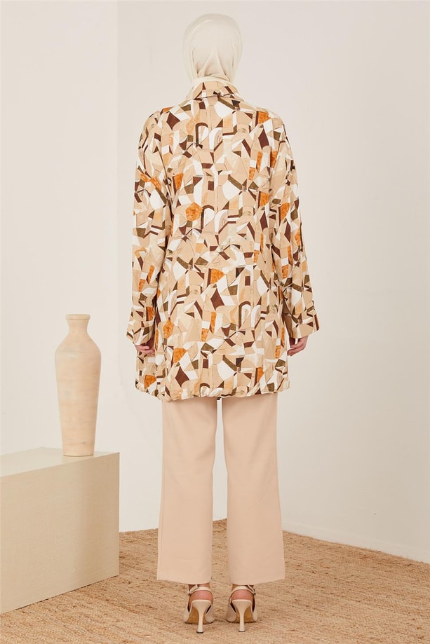 Armine Naturel Dokuma Desenli Ceket 23Y5207 Bej