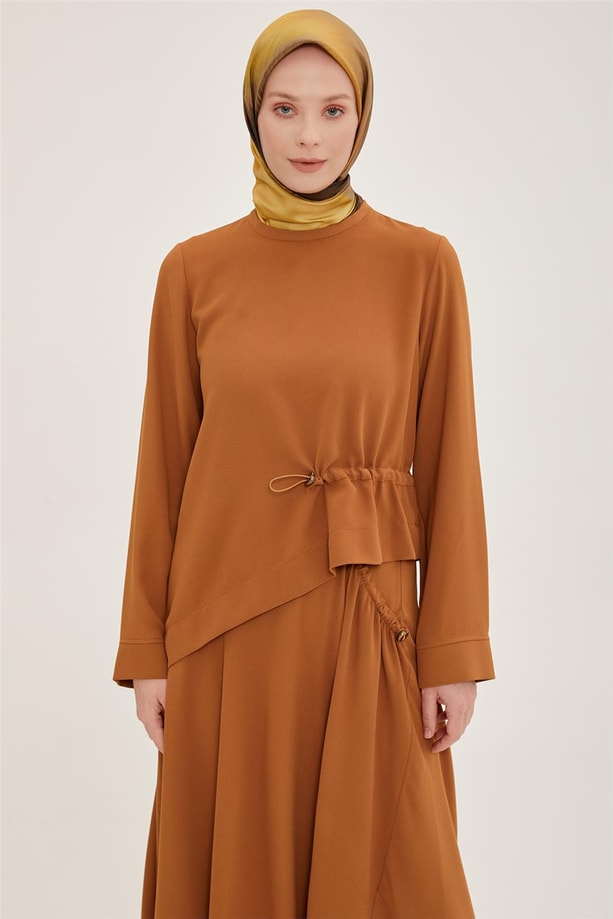 Armine Lastik Detaylı Etekli Takım 22K6534 Çikolata