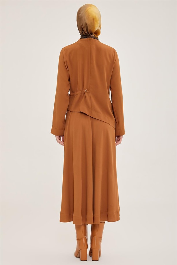 Armine Lastik Detaylı Etekli Takım 22K6534 Çikolata