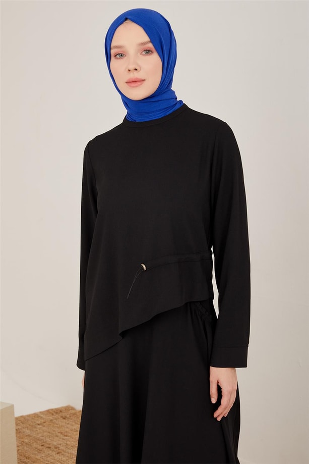 Armine Lastik Detaylı Etekli Takım 22K6534 Siyah