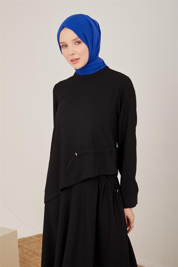 Armine Lastik Detaylı Etekli Takım 22K6534 Siyah