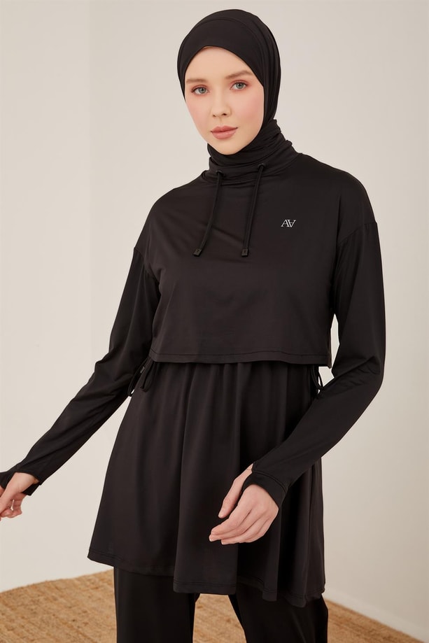Armine Beli Ve Paçası Daralabilen Parmak Geçmeli Active Takım 23Y6602 Siyah