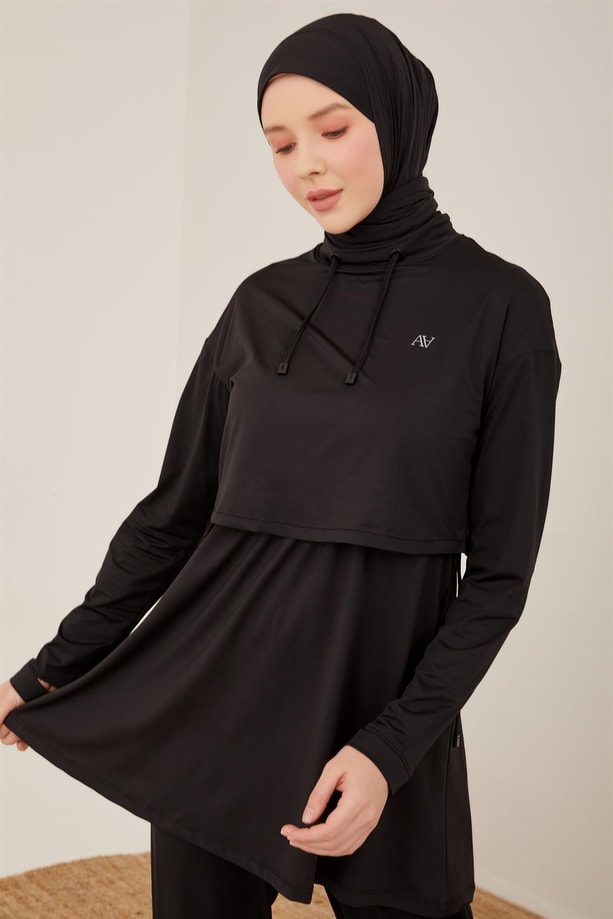 Armine Beli Ve Paçası Daralabilen Parmak Geçmeli Active Takım 23Y6602 Siyah