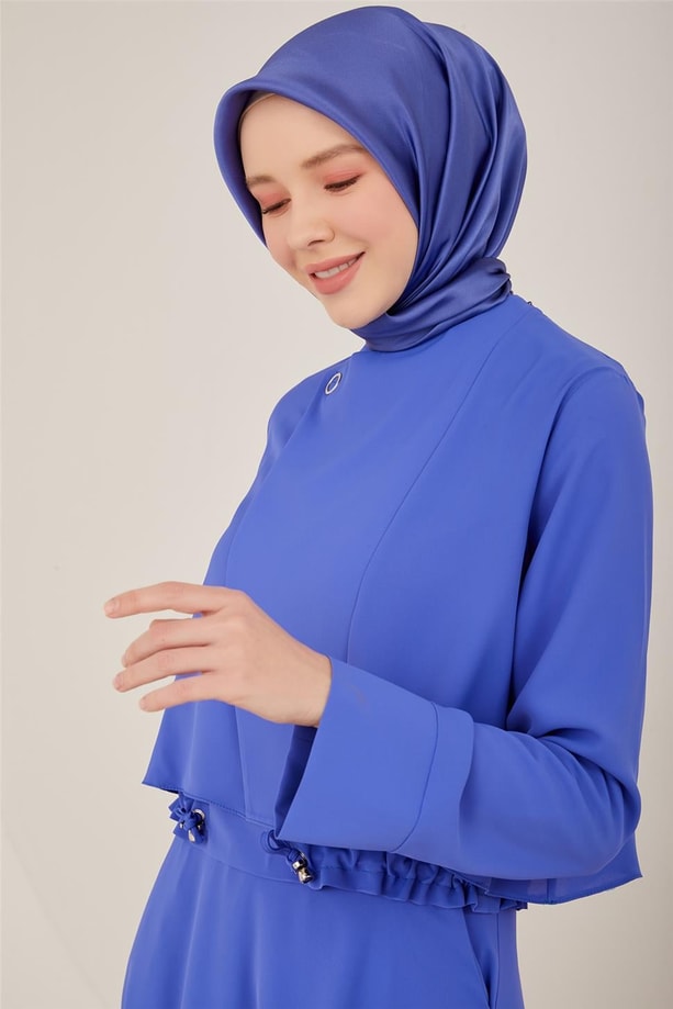 Armine Beli Tünel Detaylı Kısa Bluzlu Etekli Takım 23Y6605 Morcivert