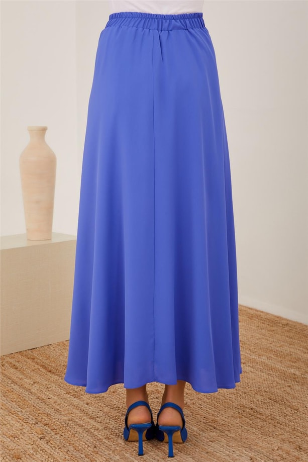 Armine Beli Tünel Detaylı Kısa Bluzlu Etekli Takım 23Y6605 Morcivert