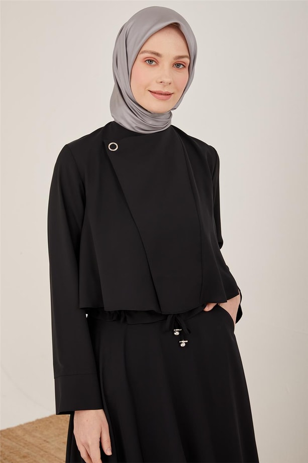 Armine Beli Tünel Detaylı Kısa Bluzlu Etekli Takım 23Y6605 Siyah