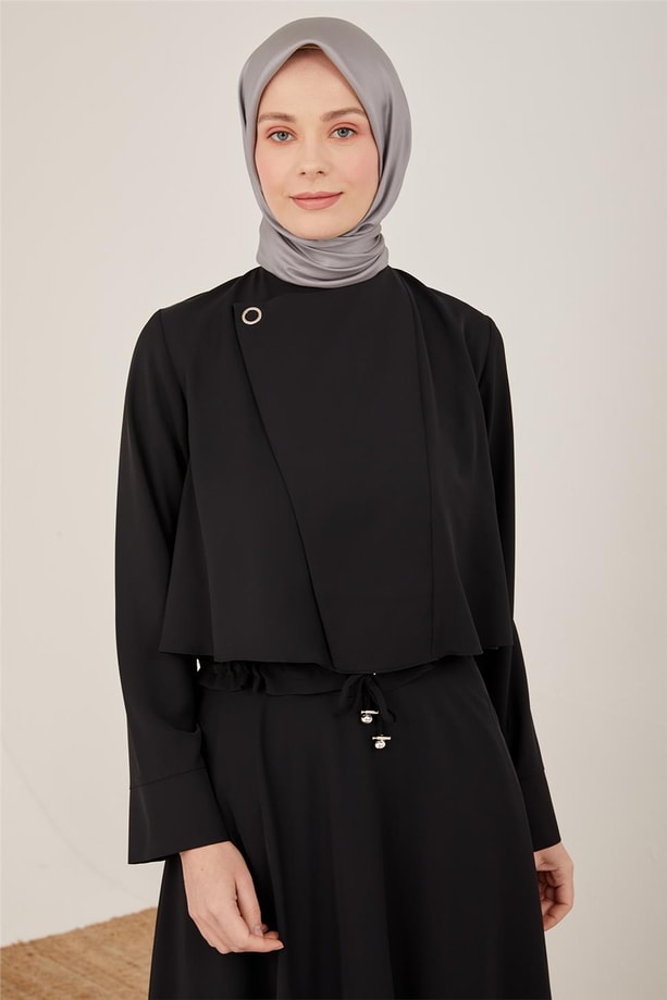 Armine Beli Tünel Detaylı Kısa Bluzlu Etekli Takım 23Y6605 Siyah