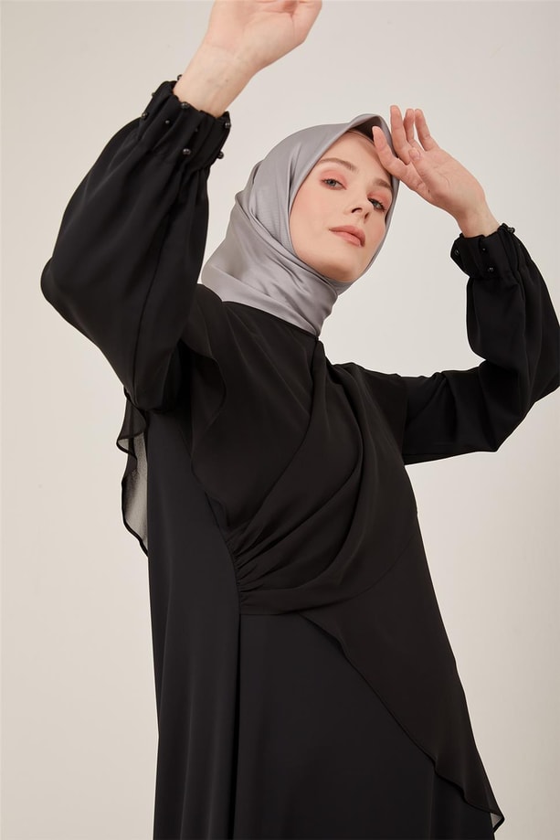 Armine Kolları İnci Detaylı Şifon Garnili Takım 23Y6618 Siyah