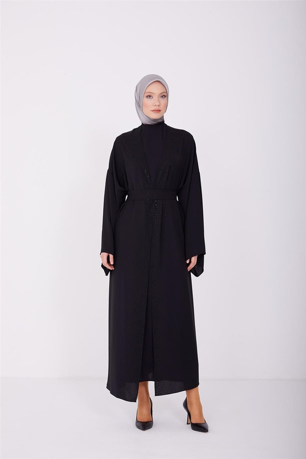 Armine İçi Elbiseli ve Taşlı Takım 23Y6619 Siyah
