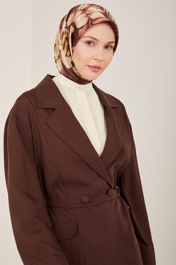 Armine Manşeti Çizgi Garnili Ceketli Takım 23Y6622 Çikolata