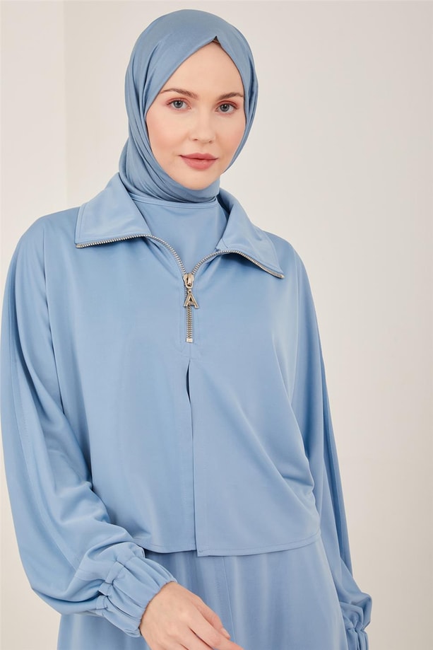 Armine Örme Üçlü Rahat Takım 23Y6637 Gri Mavi