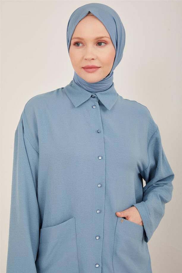 Armine Önü Bağlanabilen Etekli Takım 23Y6639 Gri Mavi