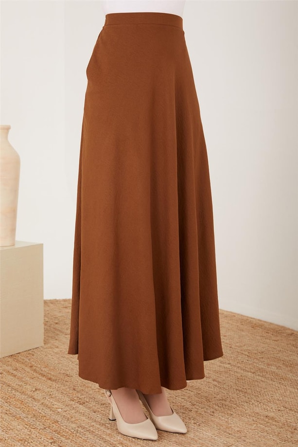 Armine Bütün Kollu Eteği Cepli Nakışlı Takım 23Y6645 Kahverengi