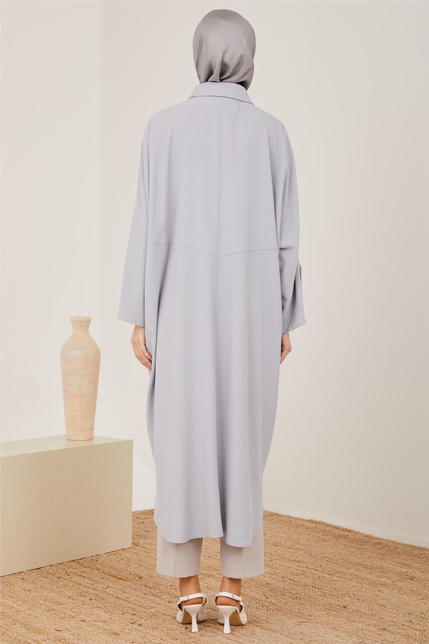 Armine Oversize Apoletli Kap 23Y7002 Gri